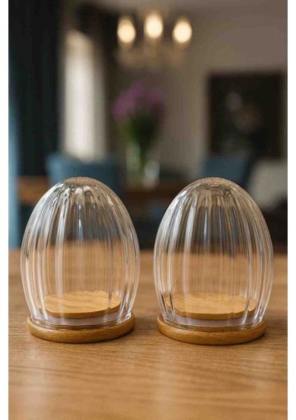 2 Li Bambu Kapaklı Çizgili Cam Tuzluk Karabiberlik – Borosilikat Kapaklı Sunum Seti modelleri