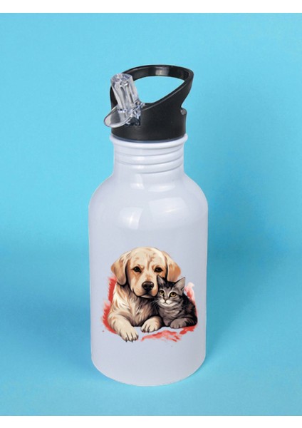 Kedili Köpekli Matara Suluk 600 ml - Sporcu Suluğu, Büyük Suluk, Spor Matara, Sporcu Sulukları