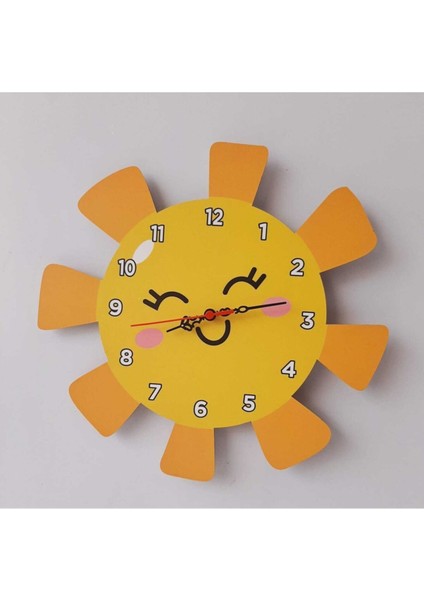 Renkli Çocuk Duvar Saati 40X40 cm Eğlenceli Lazer Kesim Uv Baskı