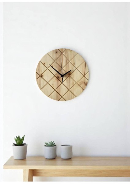 Şık Masif Ağaç Doğal Saat, Baklava Desenli, Krem Renk fiyatları