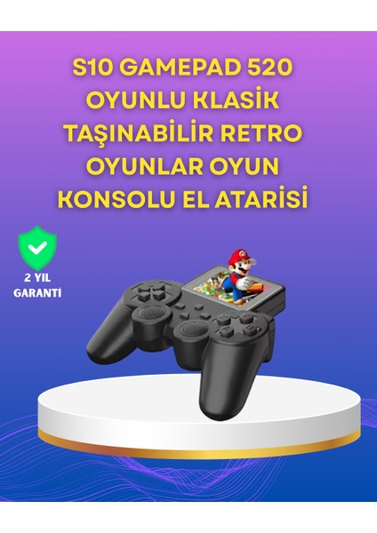 2.4 Inç Ekranlı 500 Oyunlu Taşınabilir Retro Oyun Konsolu, Şarjlı El Tipi Mini