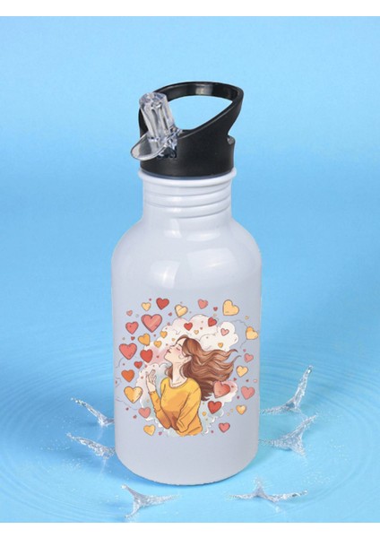 Kalpli Kadın Matara Suluk 600 ml - Çocuk Suluk Matara, Çocuk Su Matarası