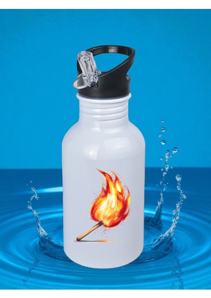 Kibrit Baskılı Matara Suluk 600 ml - Kız Çocuk Suluk, Kız Sulukları