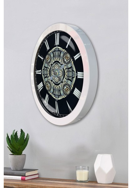 36 cm Beyaz Metal Osmanlı Desenli Duvar Saati, Şık ve Şık Tasarım modelleri