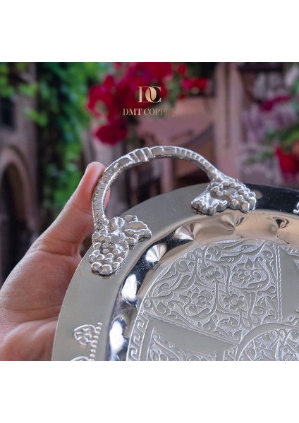 Dmt Gaziantep Bakır 42,5 cm Osmanlı El Işi Sunum Tepsi Kına Tepsisi 42.5CMX28CM fırsatları