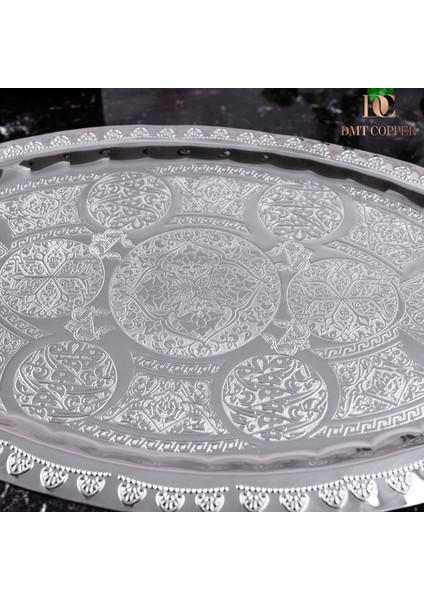 Dmt Gaziantep Bakır 42,5 cm Osmanlı El Işi Sunum Tepsi Kına Tepsisi 42.5CMX28CM indirimleri