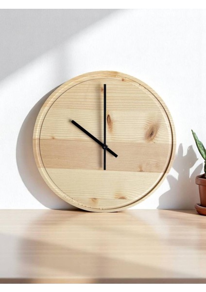 Şık Masif Ağaç Minimalist Doğal Saat, Krem Renkli Dekorasyon Parçası fiyatları