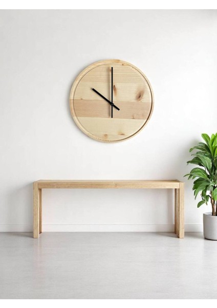 Şık Masif Ağaç Minimalist Doğal Saat, Krem Renkli Dekorasyon Parçası fırsatları