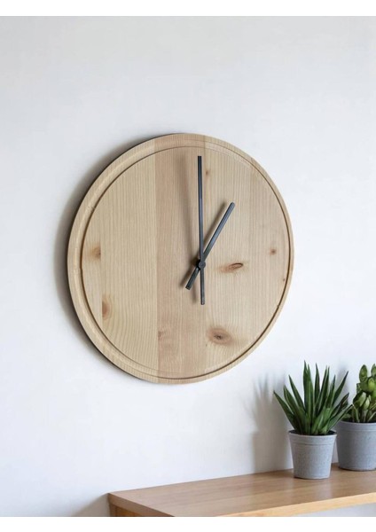 Şık Masif Ağaç Minimalist Doğal Saat, Krem Renkli Dekorasyon Parçası indirimleri