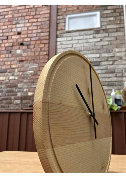 Şık Masif Ağaç Minimalist Doğal Saat, Krem Renkli Dekorasyon Parçası