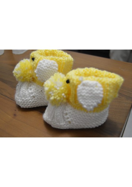 🧶 El Örgüsü Beyaz Sarı Köpek Desenli Bebek Patik fiyatları