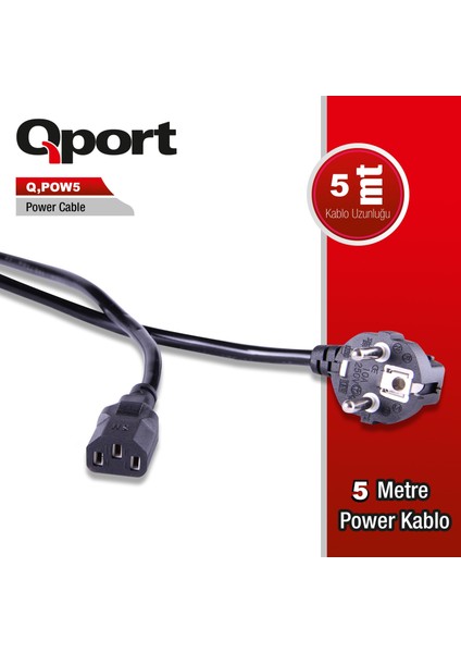 Qport Q-Pow5 5m Power Kablosu
