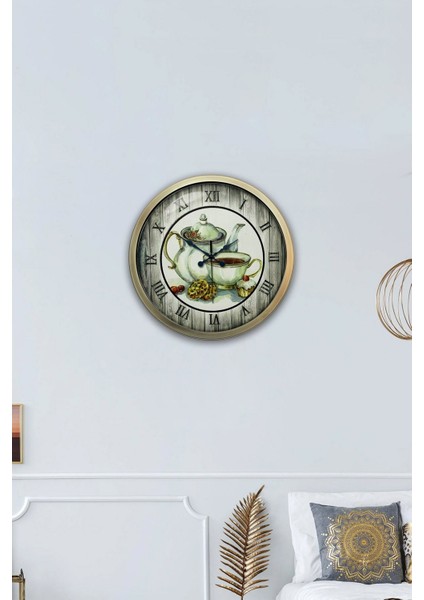 40 cm Eskitme Metal Çaydanlık ve Mutfak Duvar Saati, Renkli ve Şık Tasarım fırsatları