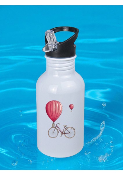 Bisiklet Balon Baskılı Matara Suluk 600 ml - Kız Çocuk Suluk, Kız Sulukları