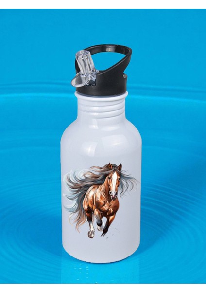 At Teması Baskılı Matara Suluk 600 ml - Kız Çocuk Suluk, Kız Sulukları