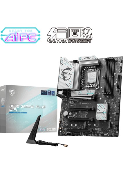 Msı MB B860 Gamıng Plus Wıfı Soket 1851 Ddr5 8600MHZ(OC) 3xm.2 1x Tb4 HDMI Dısplay 5g Lan Wıfı 7 Atx