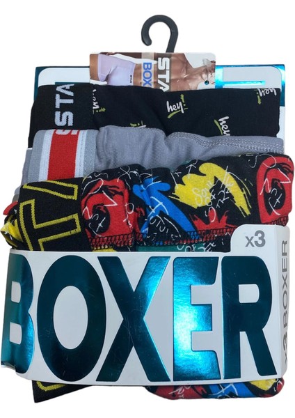 Star 105 Desenli Jakar Erkek 3'lü Kemer Boxer fırsatları