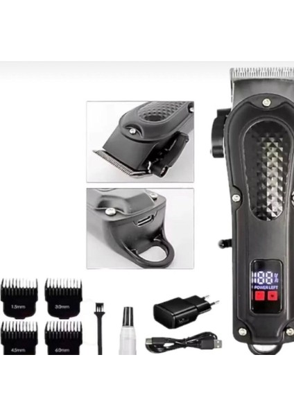 Profesyonel Saç Sakal Tıraş Makinesi, Siyah, Çok Fonksiyonlu ve Hafif Tasarım