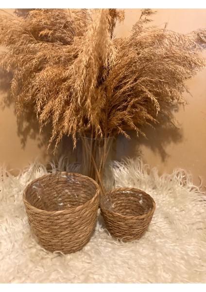 V Şeklinde Hasır Kalın Örgü Içi Poşetli Saksılık Küçük ve En Küçük Boy fırsatları
