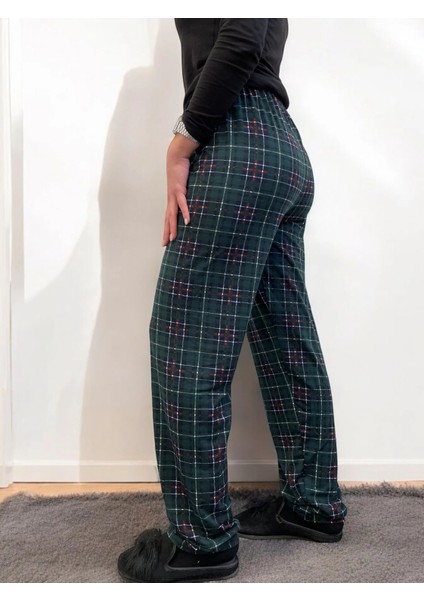 Freshness 801 Bayan Beli Lastikli Ekose Süet Tek Pijama Altı fırsatları