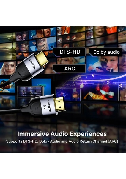 Unıtek Hdmı2.1 Kablo 5mt 8K&amp;60Hz (C11086GY-5M)