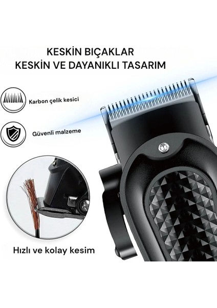 Profesyonel Saç Sakal Tıraş Makinesi, Siyah, Çok Fonksiyonlu ve Hafif Tasarım fırsatları