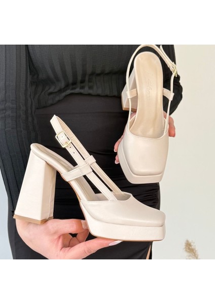 Mety Bej Cilt Topuklu Ayakkabı indirimleri