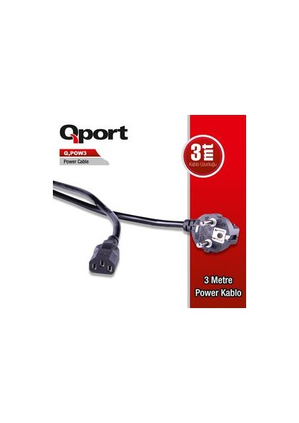 Qport Q-Pow3 3 Metre Pc Power Kablosu