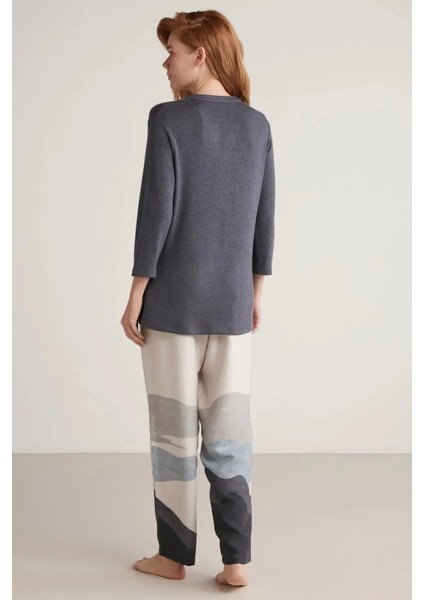Nautıca W604 Kadın Patlı V Yaka Uzun Kollu Pijama Takımı modelleri