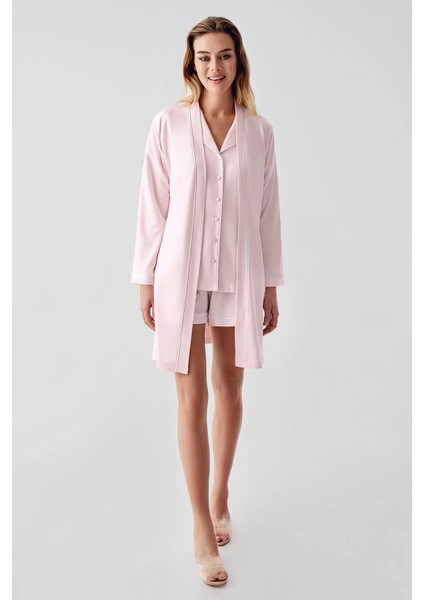 Freshness 324 Kadın 4'lü Sabahlıklı Şorlu Pijama Takımı