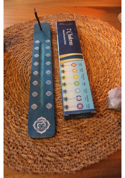 Çakra Spiritüel Tasarım Çubuk Tütsülük ve Tütsü Paketi Mavi fiyatları