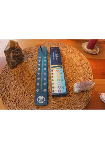 Çakra Spiritüel Tasarım Çubuk Tütsülük ve Tütsü Paketi Mavi indirimleri