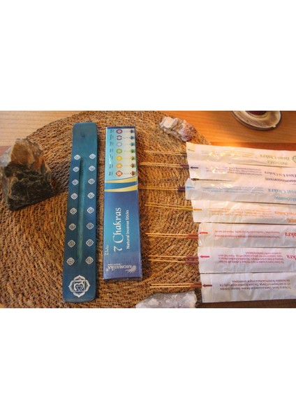 Çakra Spiritüel Tasarım Çubuk Tütsülük ve Tütsü Paketi Mavi