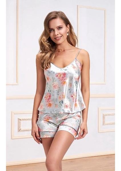 Nurteks 5554 Bayan Şortlu Saten Takım