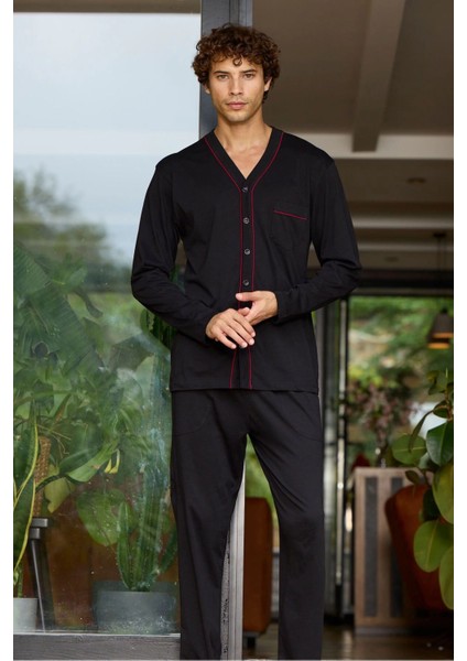 Kocabey 9134 Erkek V Yaka Boydan Düğmeli Pijama Takımı