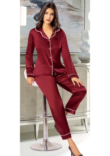 Freshness 2045 Saten Gömlek Yaka Patlı Pijama Takımı