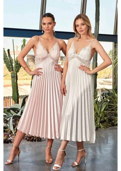 Nurteks 7115 Bayan Uzun Saten Gecelik