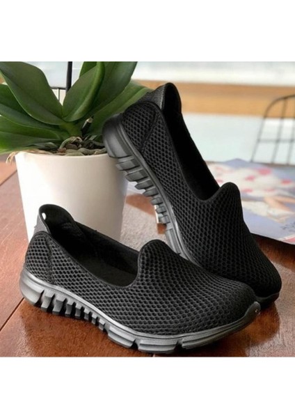 Kadın Siyah Spor Babet Hafif Ortopedik Taban Yürüyüş Ayakkabısı fiyatları