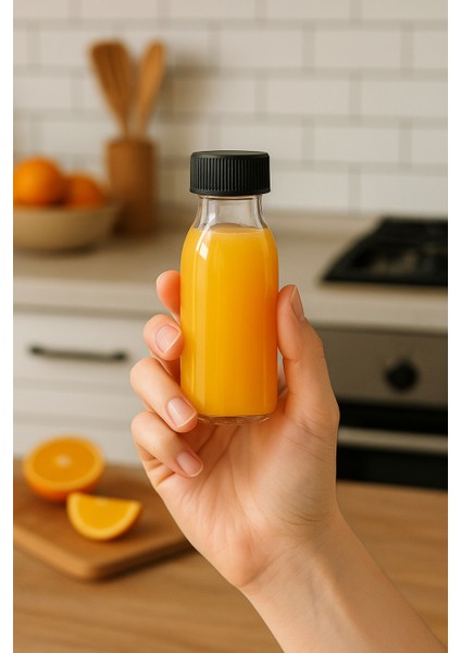 12 Adet 100 ml Kilitli Siyah Kapaklı Şeffaf Detox Shot Şişesi 100 cc Ginger Şat Beyaz Cam Şişe modelleri