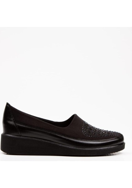 Kadın Bağcıksız Kauçuk Ortopedik Taban Comfort Model Taşlı Deri Klasik Anne Ayakkabı modelleri