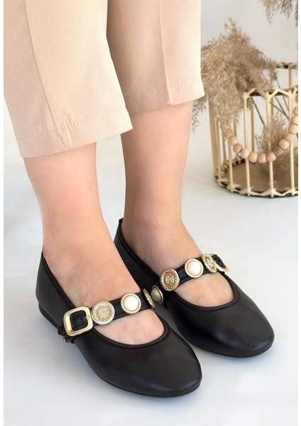 Atnis Siyah Cilt Babet Ayakkabı