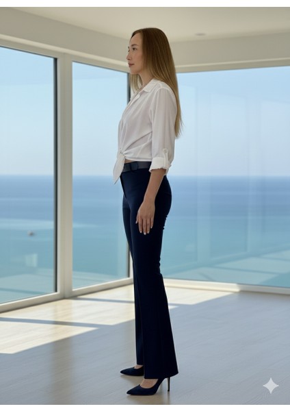 Kemer Detaylı Ispanyol Paça Pantolon modelleri