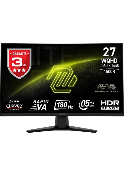 27 Msı Mag 274CQF Wqhd 180HZ 0.5 Ms Adaptıve Curved Gamıng