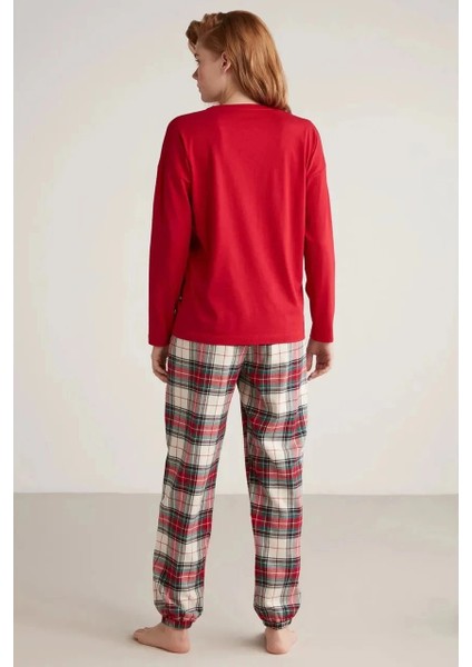 Nautıca W606 Kadın Uzun Kollu Ekoseli Pijama Takımı fırsatları