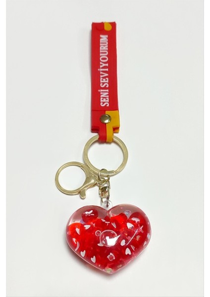 Allzey Kalp Seni Seviyorum Yazılı Silikon Anahtarlık-Renkli fiyatları