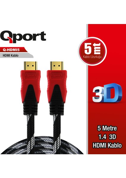 Qport Q-Hdmı5 HDMI 1.4 V Altın Uçlu Kablo 5 mt modelleri