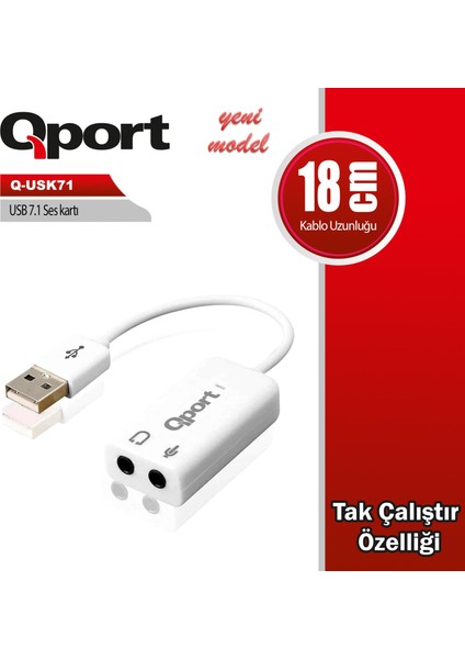 Qport Q-USK71 USB To 7.1 Ses Kartı
