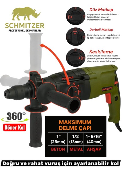 Schmıtzer 850 W (Sds Plus) Metal Şanzuman Profesyonel Darbeli Matkap Kırıcı Delici 26MM Hilti modelleri