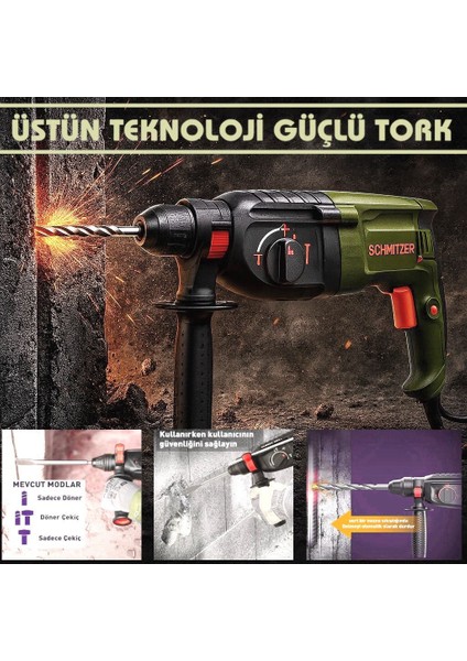 Schmıtzer 850 W (Sds Plus) Metal Şanzuman Profesyonel Darbeli Matkap Kırıcı Delici 26MM Hilti fırsatları