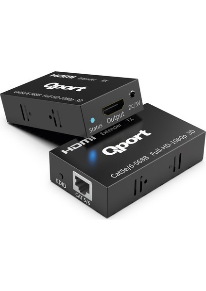Qport Q-Hex3 HDMI Extender Cat6 60M 2 Lı Paket modelleri